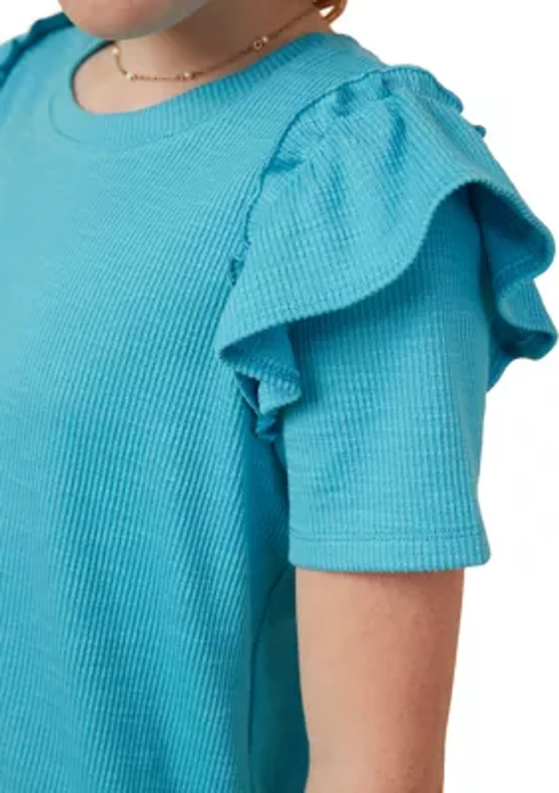 Girls 7-16 Marled Ruffle Top