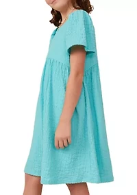 Girls 7-16 Textured Rounded Waistline Dress