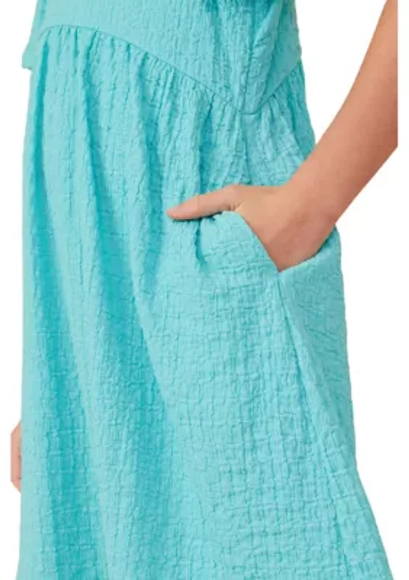 Girls 7-16 Textured Rounded Waistline Dress