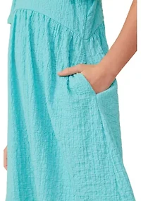 Girls 7-16 Textured Rounded Waistline Dress