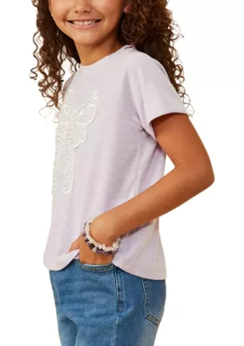 Girls 7-16 Pearl Ribbon Knit Top