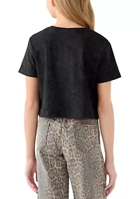 Girls 7-16 Distressed Print Washed Top