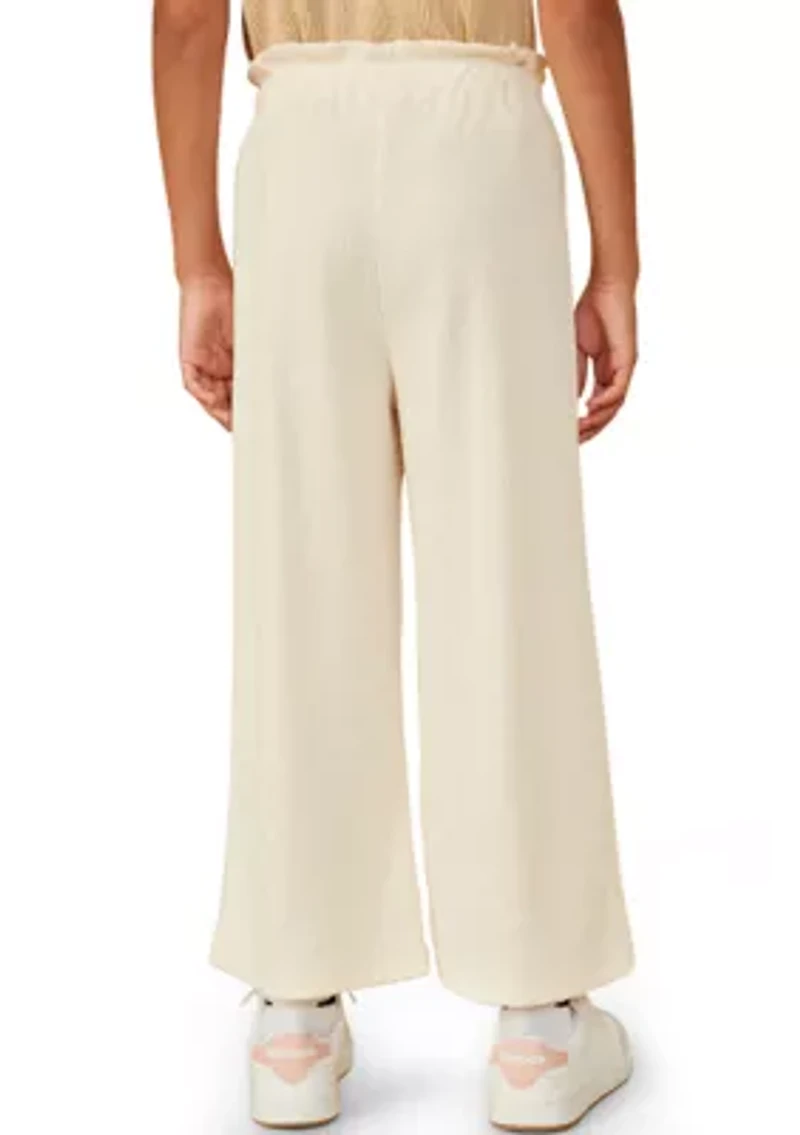 Girls 7-16 Wide Leg Pants with Button Placket