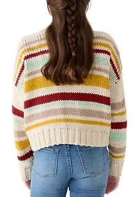 Girls 7-16 Striped Knit Cropped Cardigan