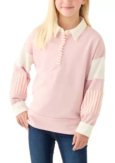 Girls 7-16 Mixed Media Pullover