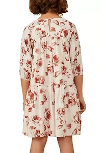 Girls 7-16 Antique Floral Print Tiered Dress