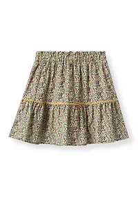 Girls 7-16 Wavy Twill Trimmed Print Skirt