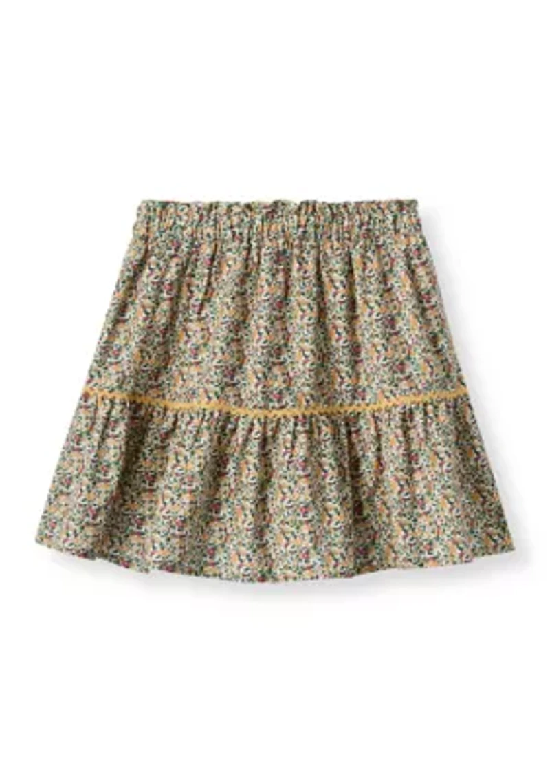 Girls 7-16 Wavy Twill Trimmed Print Skirt