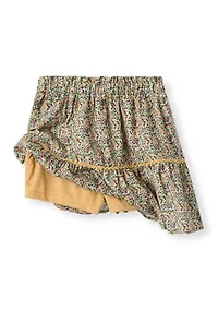 Girls 7-16 Wavy Twill Trimmed Print Skirt