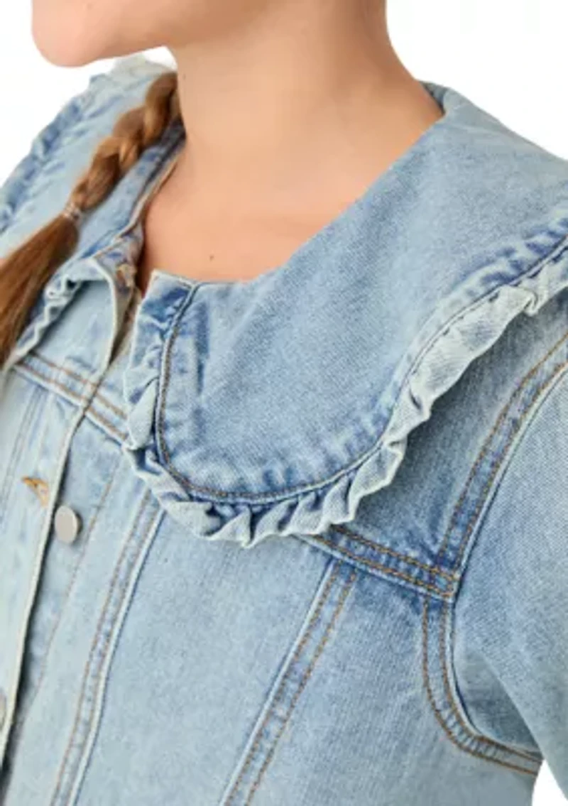 Girls 7-16 Exaggerated Ruffle Collar Jacket