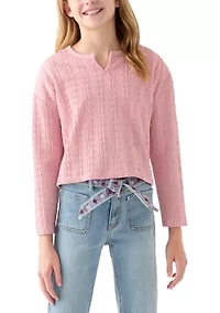 Girls 7-16 Distressed Textured Notch Tee