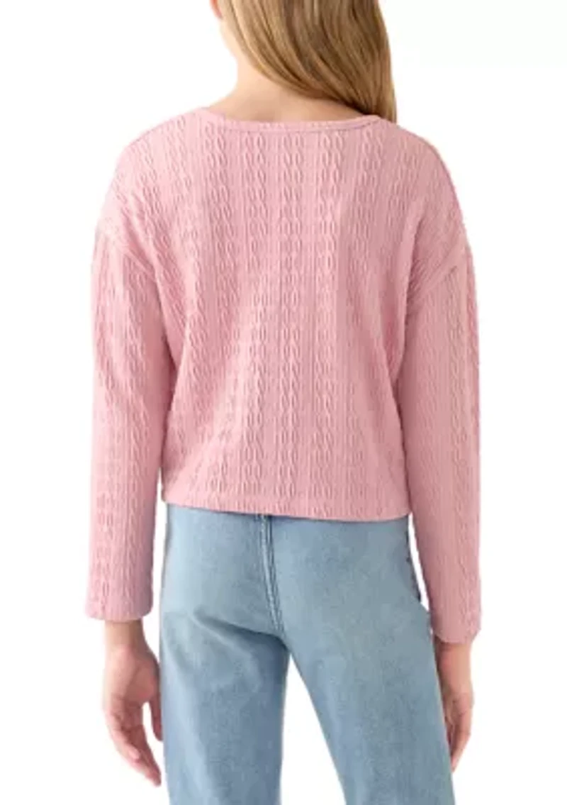 Girls 7-16 Distressed Textured Notch Tee