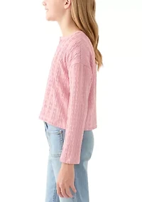 Girls 7-16 Distressed Textured Notch Tee