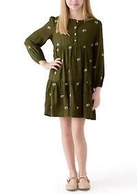 Girls 7-16 Embroidered Ditsy Floral Dress