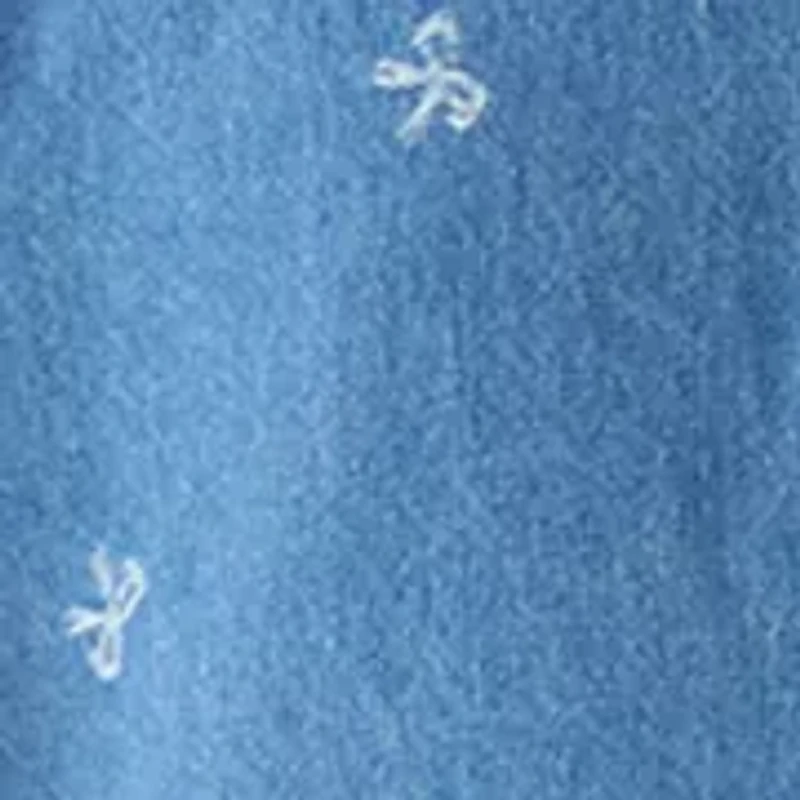 Girls 7-16 Bow Print Denim Dress