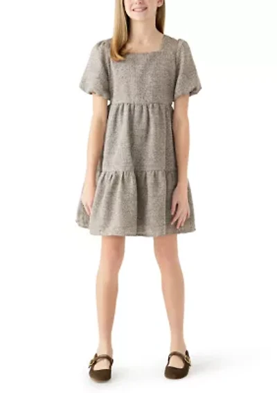Girls 7-16 Square Neck Textured Knit Dress