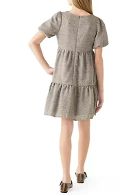 Girls 7-16 Square Neck Textured Knit Dress