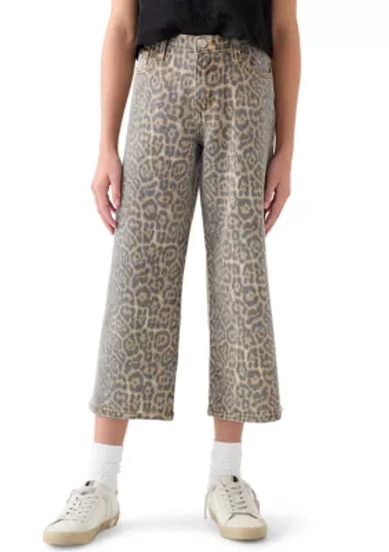Girls 7-16 Washed Leopard Print Pants
