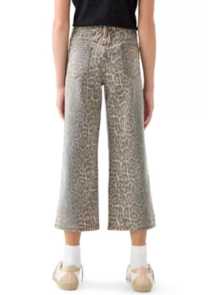 Girls 7-16 Washed Leopard Print Pants