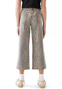 Girls 7-16 Washed Leopard Print Pants
