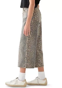 Girls 7-16 Washed Leopard Print Pants