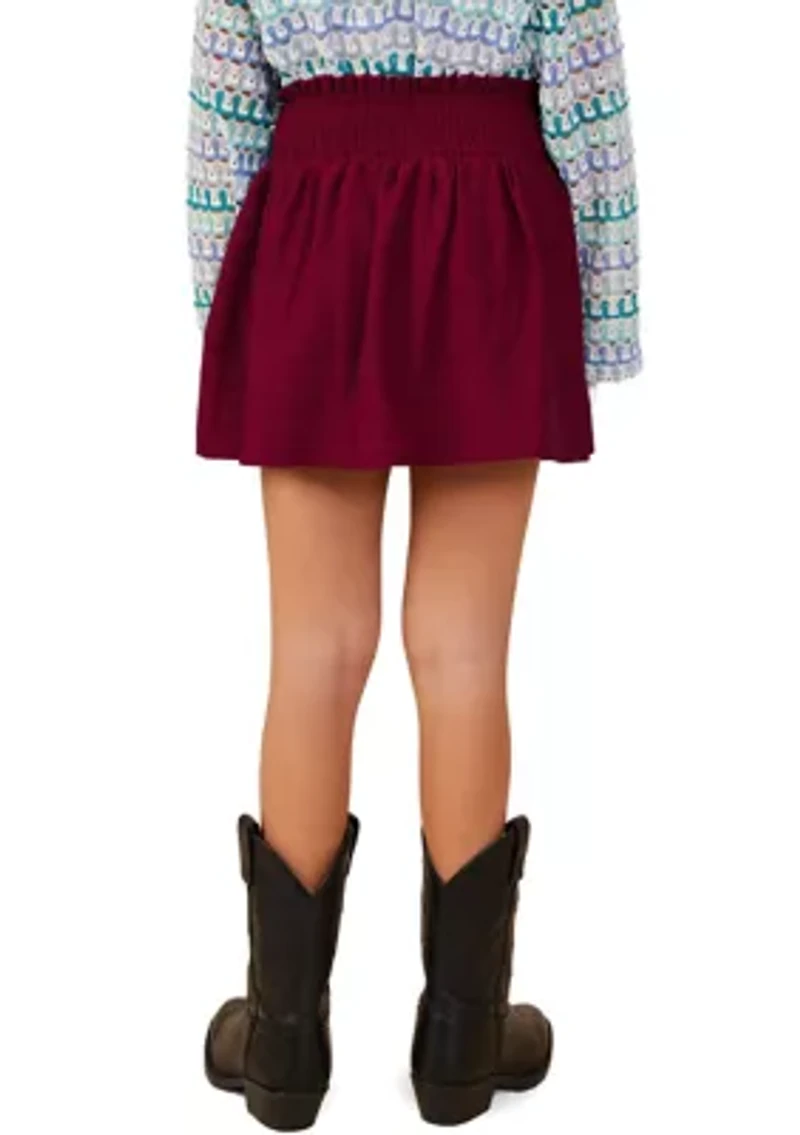 Girls 7-16 Textured Smocked Skort