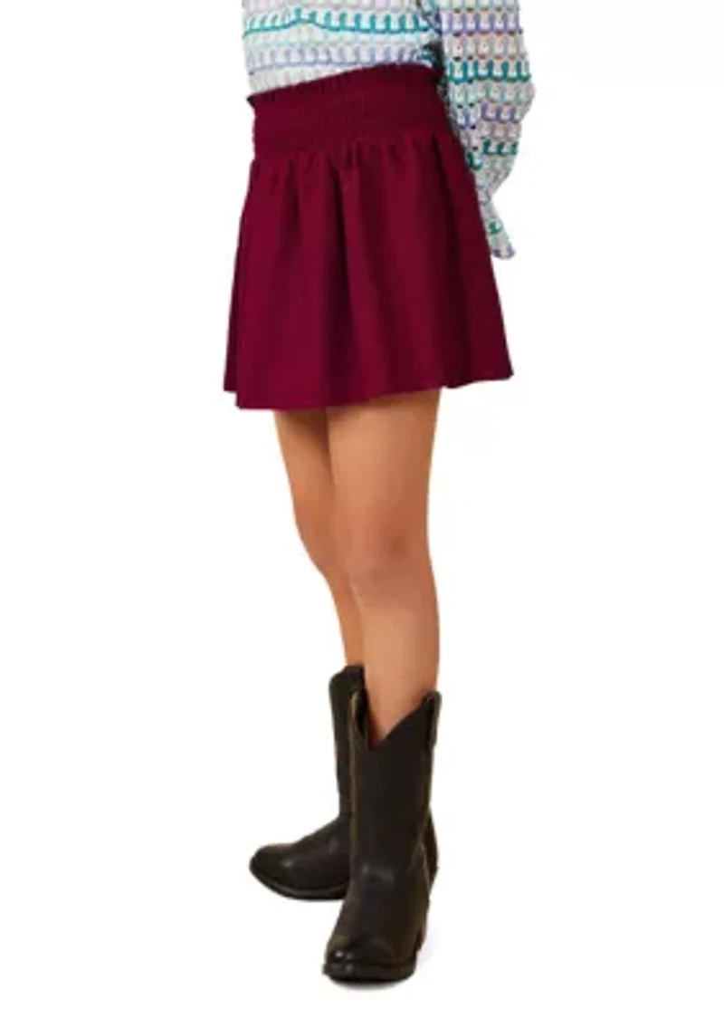 Girls 7-16 Textured Smocked Skort