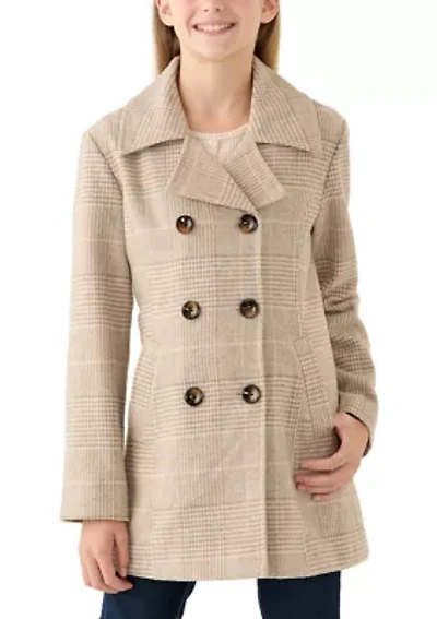 Girls 4-6x Plaid Faux Wool Double Breasted Jacket