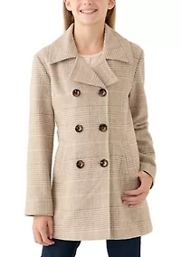 Girls 4-6x Plaid Faux Wool Double Breasted Jacket