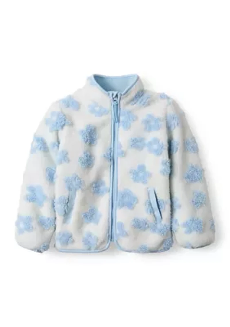 Girls 4-6x Blue Flowers Zip Through Jacket