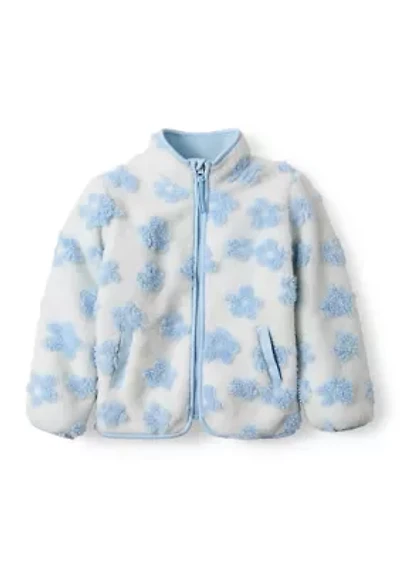 Girls 4-6x Blue Flowers Zip Through Jacket