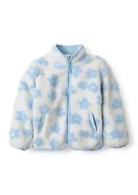 Girls 4-6x Blue Flowers Zip Through Jacket