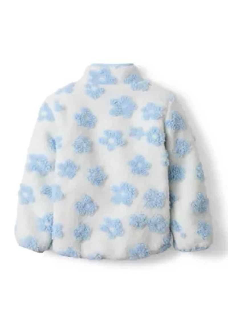 Girls 4-6x Blue Flowers Zip Through Jacket