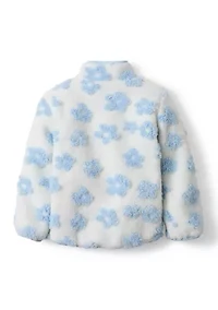 Girls 4-6x Blue Flowers Zip Through Jacket
