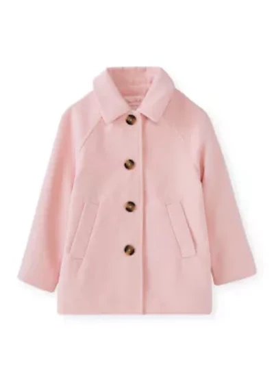 Girls 4-6 Blush Faux Wool Button Down Coat