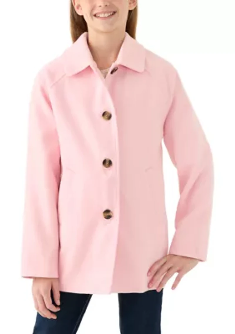 Girls 7-16 Blush Faux Wool Button Down Coat