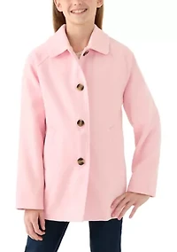 Girls 7-16 Blush Faux Wool Button Down Coat