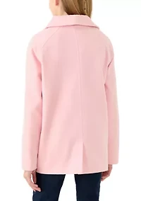 Girls 7-16 Blush Faux Wool Button Down Coat