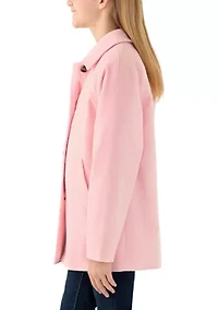 Girls 7-16 Blush Faux Wool Button Down Coat