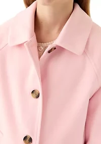 Girls 7-16 Blush Faux Wool Button Down Coat