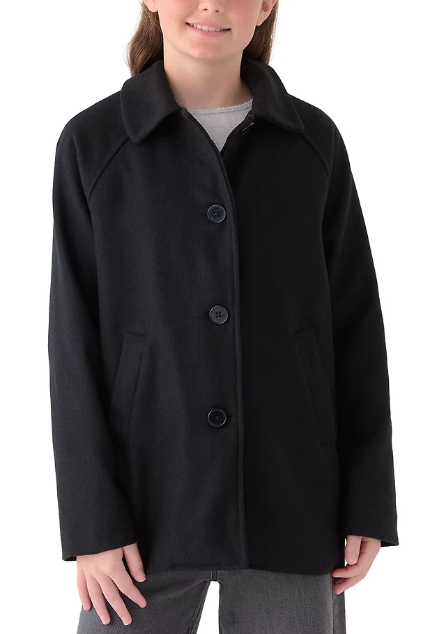 Girls 7-16 Faux Wool Button Down Coat