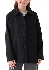 Girls 7-16 Faux Wool Button Down Coat