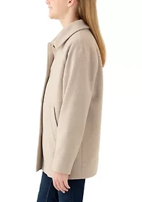 Girls 7-16 Oatmeal Faux Wool Button Down Coat