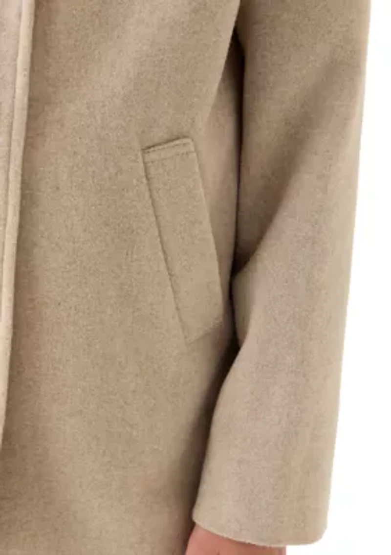 Girls 7-16 Oatmeal Faux Wool Button Down Coat