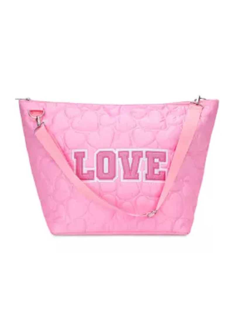 Love Heart Puffy Weekender Tote Bag