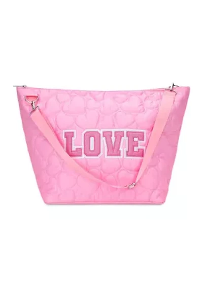Love Heart Puffy Weekender Tote Bag