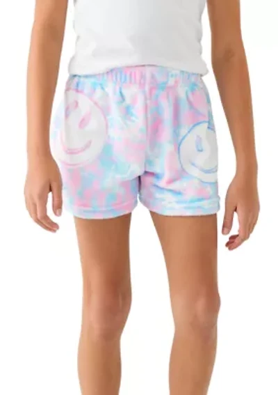 Girls 7-16 Tie Dye Smile Printed Plush Shorts