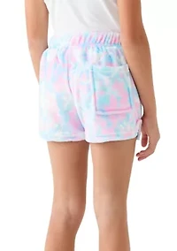 Girls 7-16 Tie Dye Smile Printed Plush Shorts