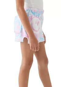 Girls 7-16 Tie Dye Smile Printed Plush Shorts