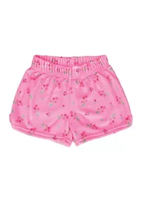 Girls 7-16 Flower Heart Printed Plush Shorts